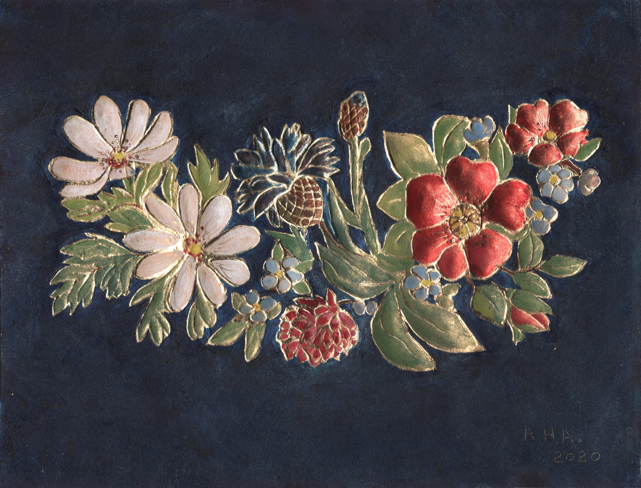 Gyldenlær blomster på blå bakgrunn